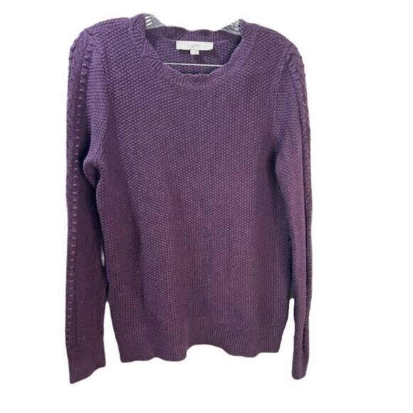 LOFT Cable‎ Knit Tunic Sweater Purple Medium - Picture 1 of 5